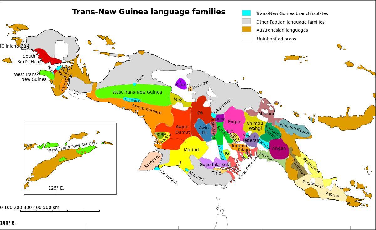 mappa di papua nuova guinea lingua
