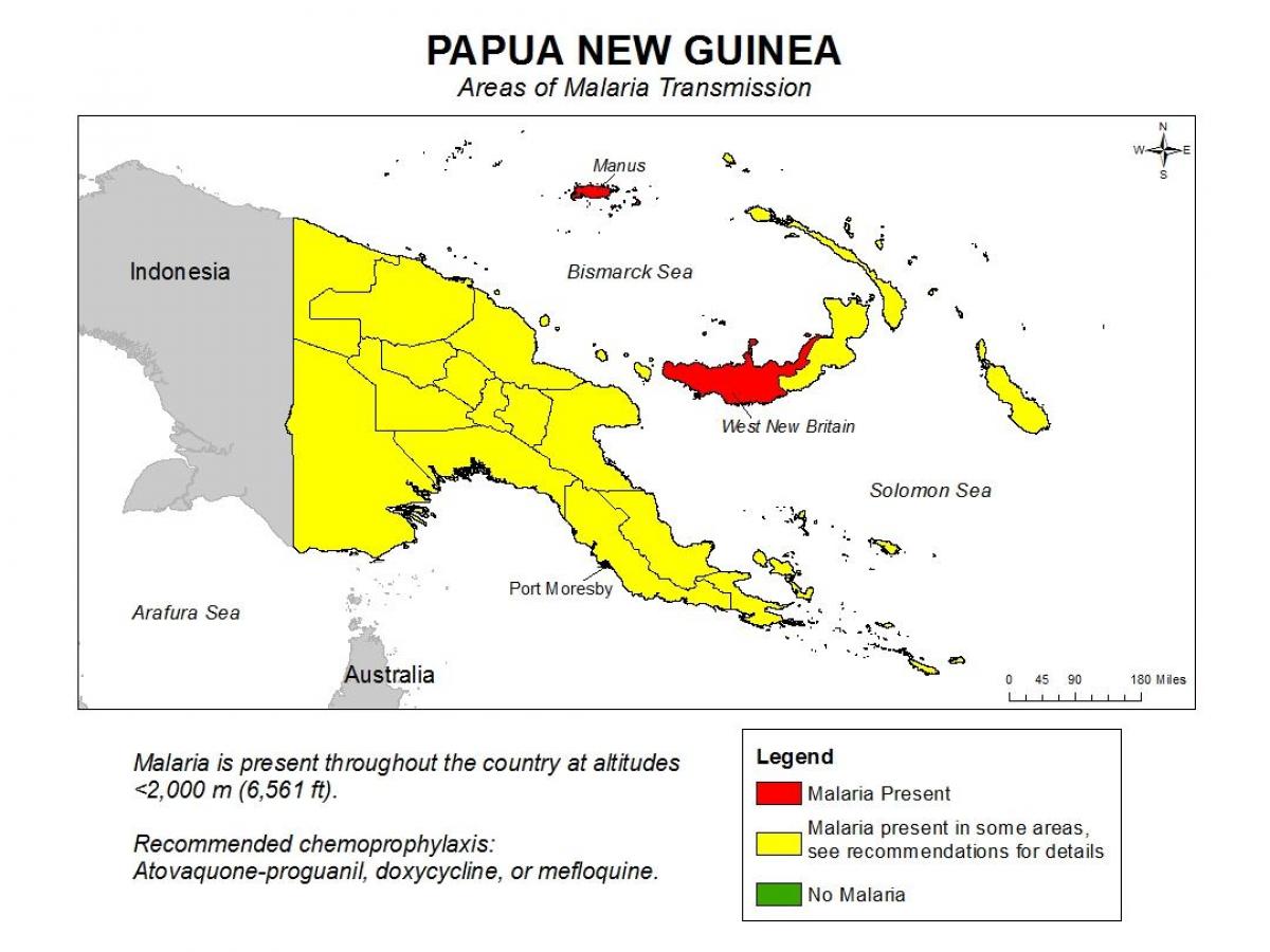 mappa di papua nuova guinea malaria