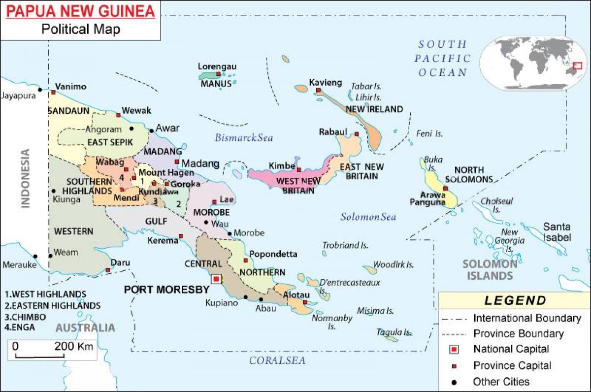 mappa di papua nuova guinea province