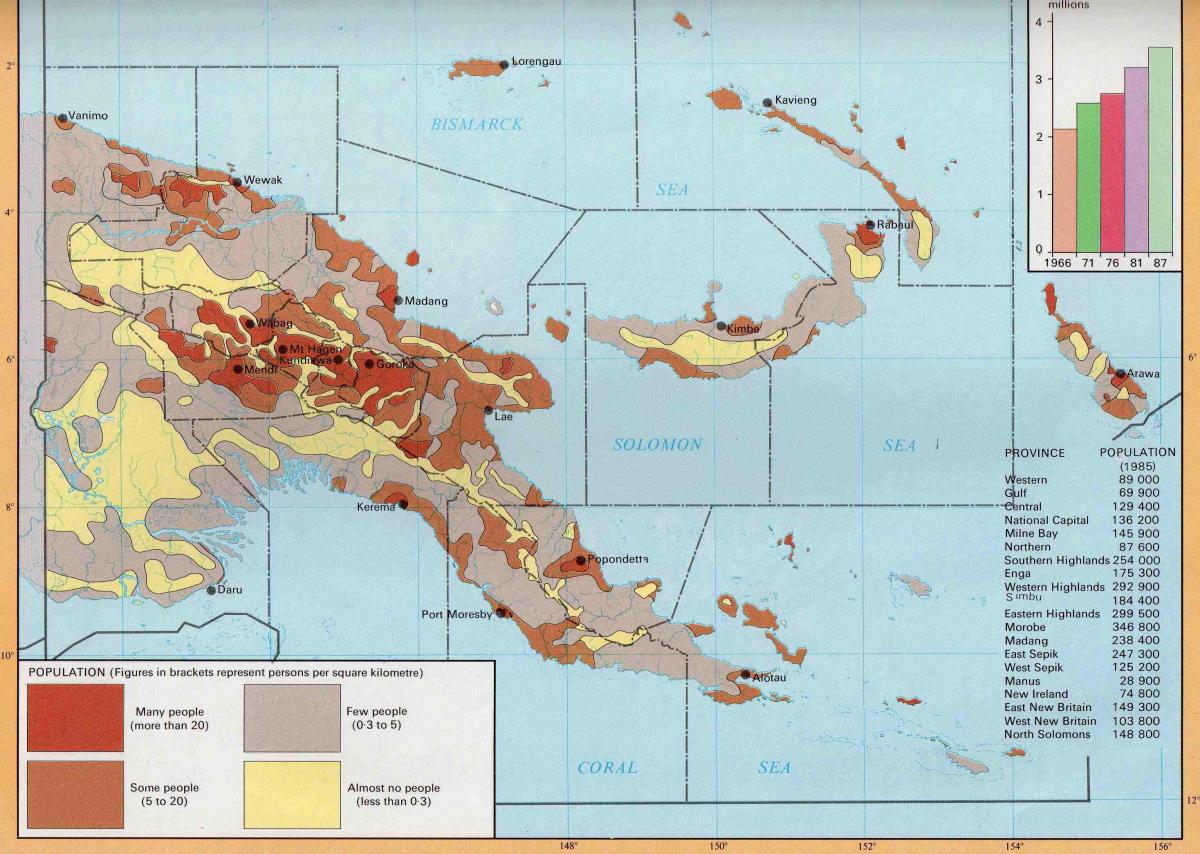 mappa di papua nuova guinea popolazione