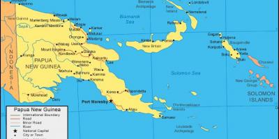 Mappa di papua nuova guinea e nei paesi limitrofi,